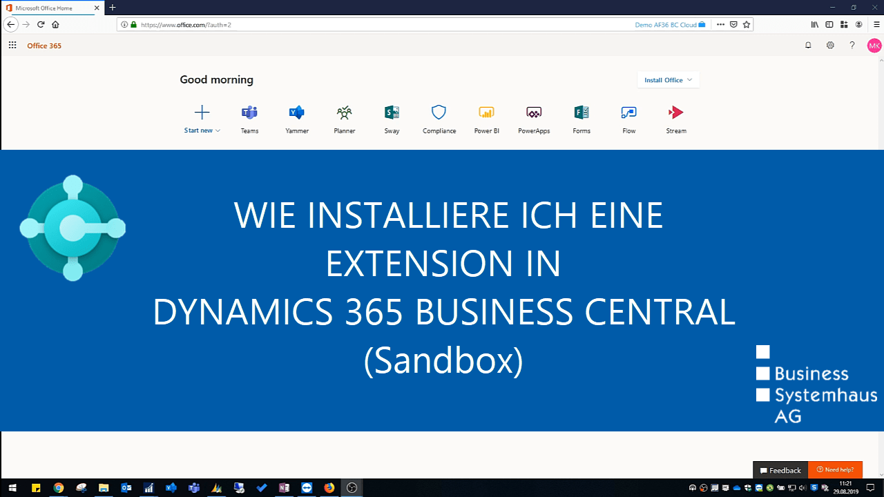 Sandbox erstellen, Extension installieren mit Microsoft Dynamics 365