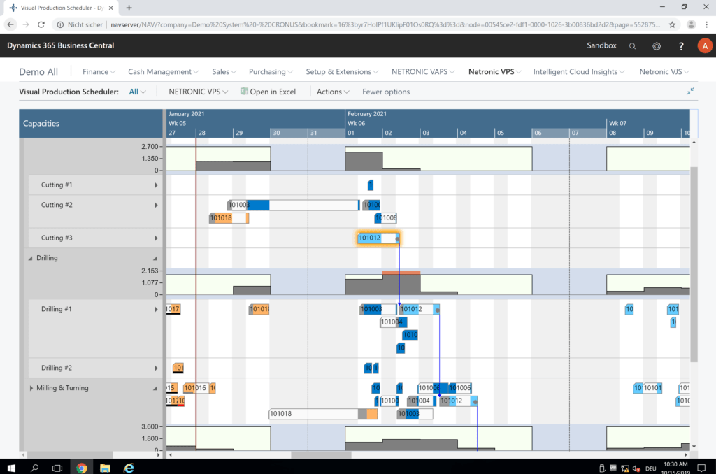 grafische Plantafel Dynamics 365 BC